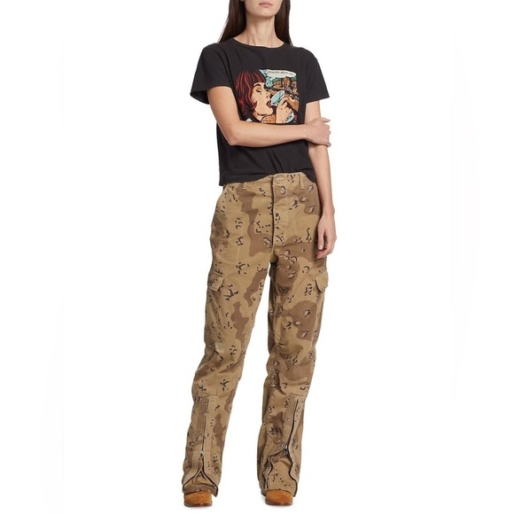RE/DONE Brown/Tan NWT camouflage up-cycled cargo trousers Factory Distressed - Picture 1 of 16